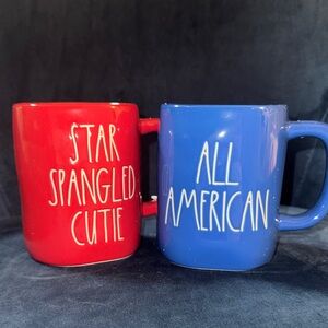 Rae Dunn 2 Pack: All American and Star Spangled Cutie Mugs - Blue and Red